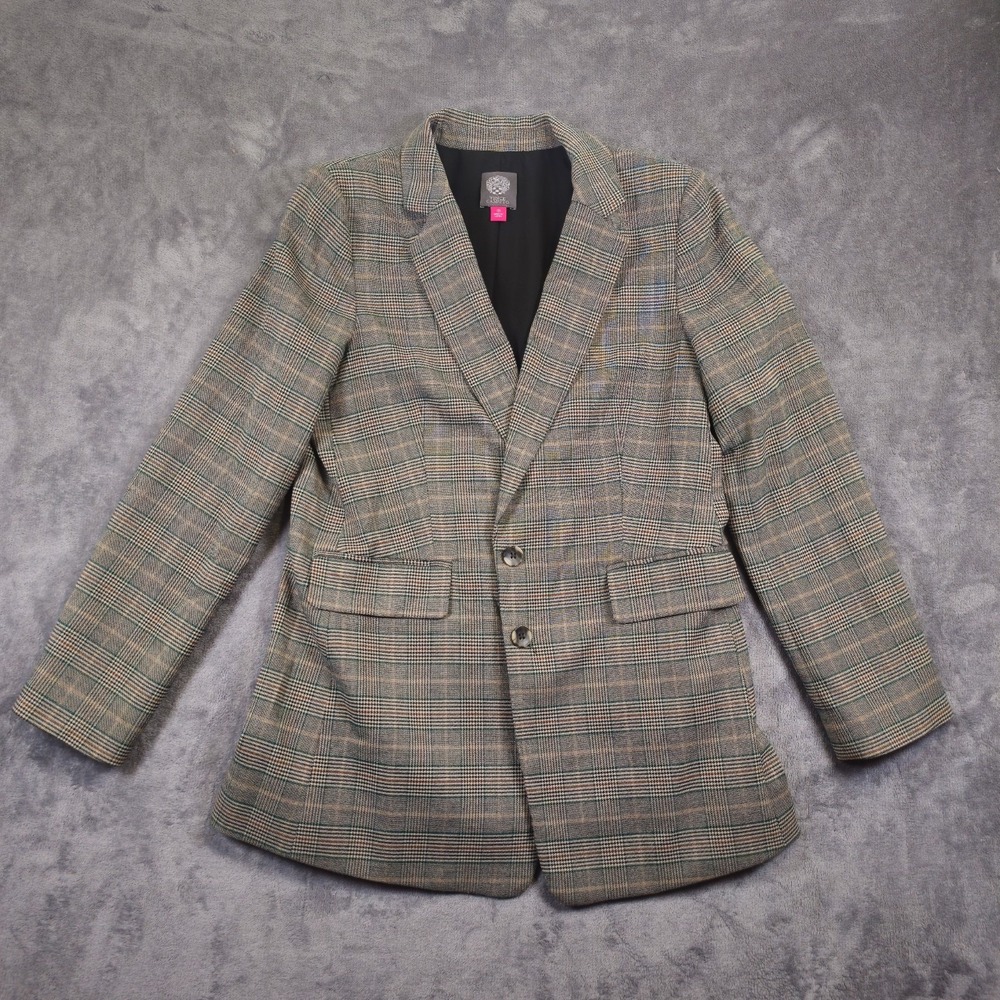 Vince Camuto Women's Plaid Woven Blazer Jacket Polyester Rayon Sz 10 RN#51323